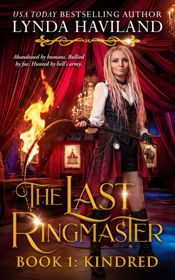 Harley (main character) in the circus tent with a flaming leather whip