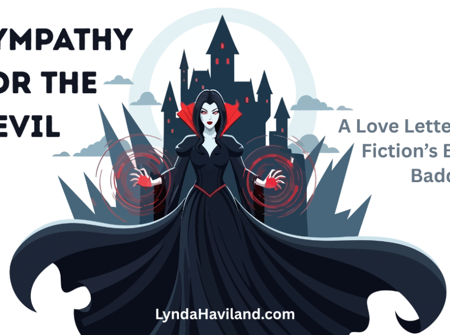 cartoon villainess with castle behind her