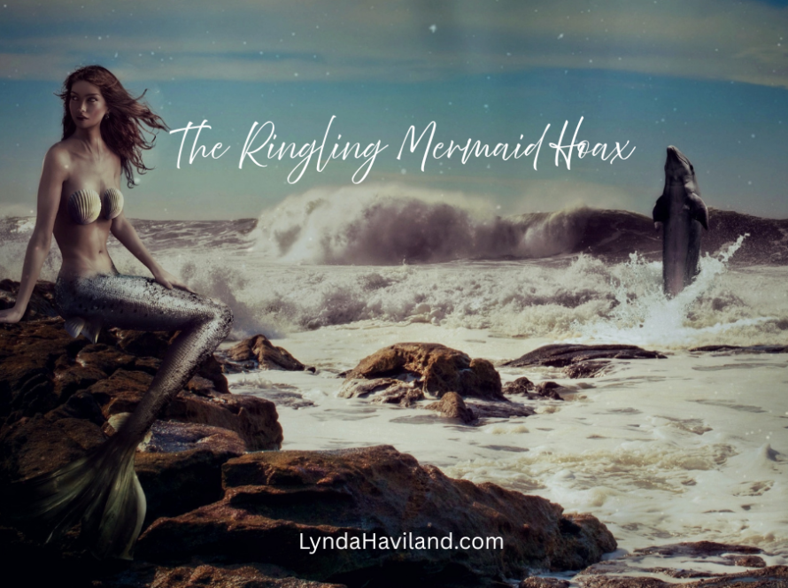 mermaid on a rock by the beach with waves crashing around