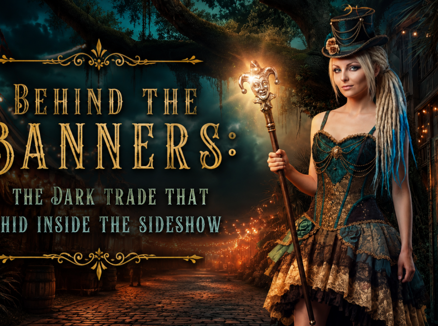 Blog post header image with female character holding a jester's scepter