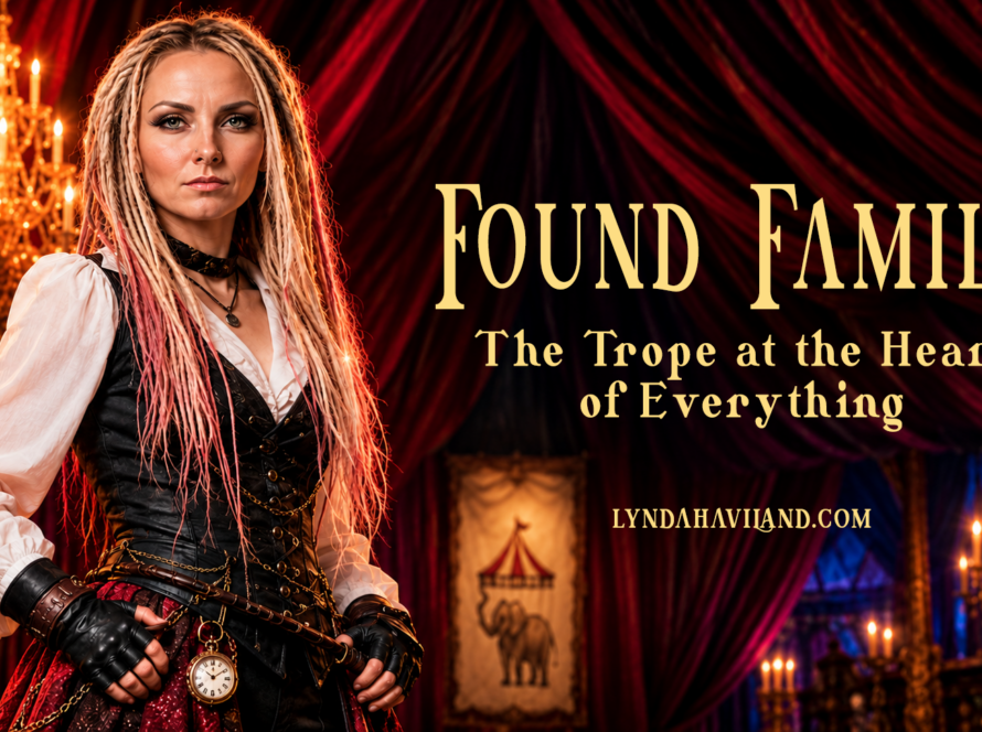 Harley in a graphic with the Found Family title